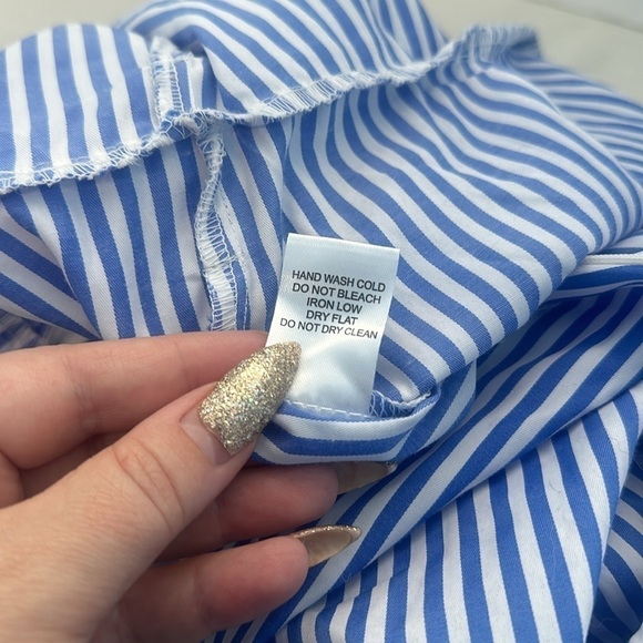 Iris blue and white striped off shoulder romper. - Picture 10 of 10
